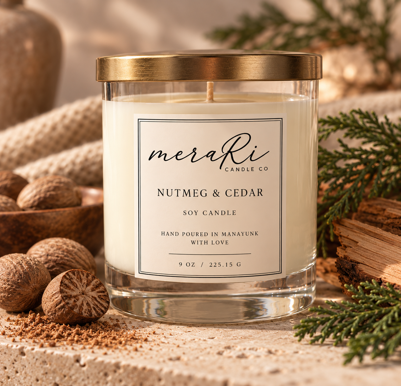 Hand-poured Merari soy candle