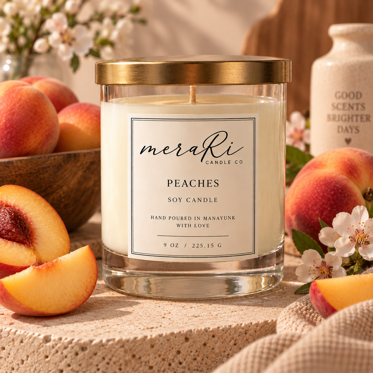 Peaches soy wax candle