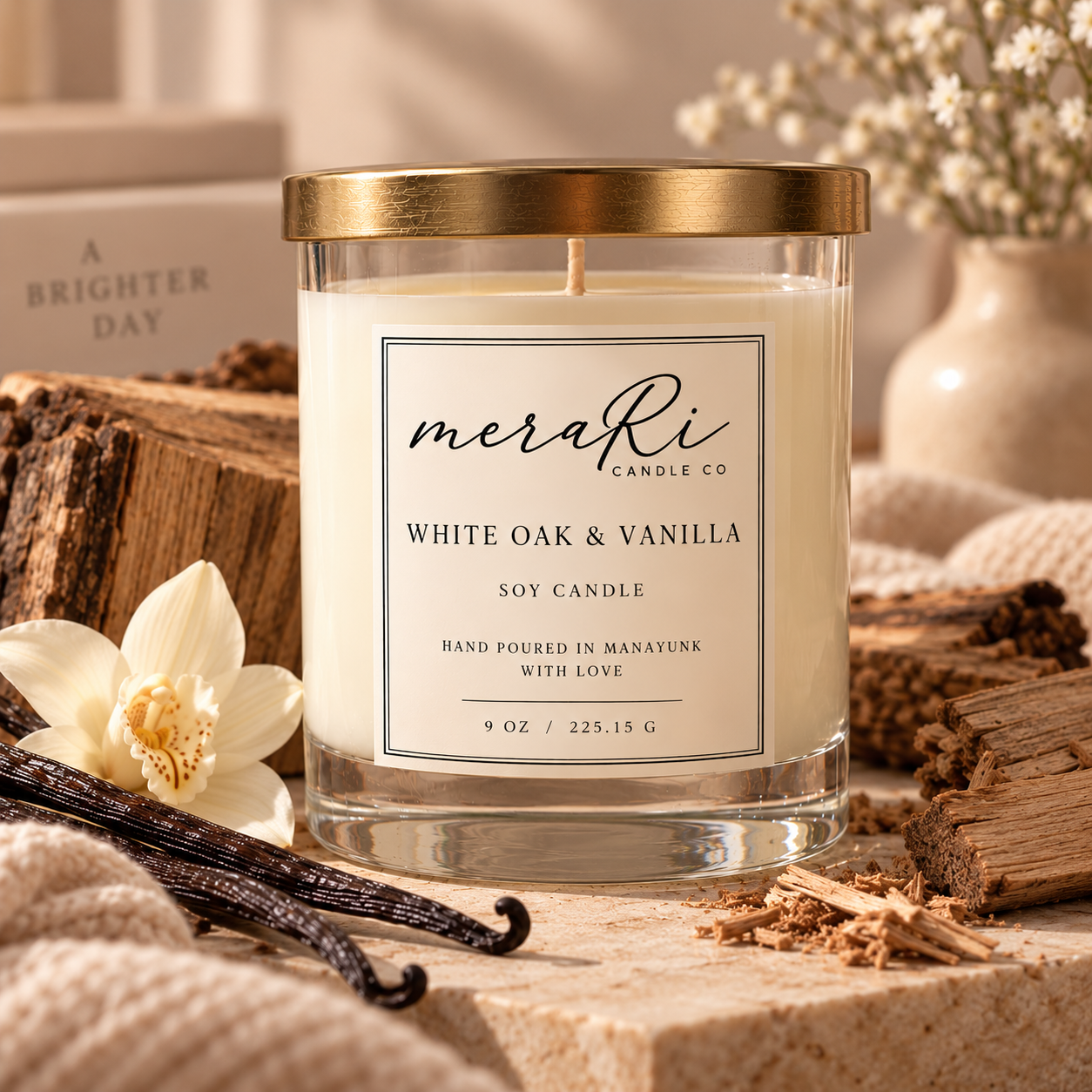 White Oak & Vanilla soy wax candle